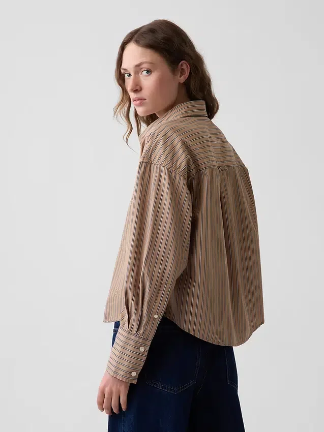 Organic Cotton Poplin Oversized Crop Shirt