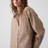 Organic Cotton Poplin Oversized Crop Shirt