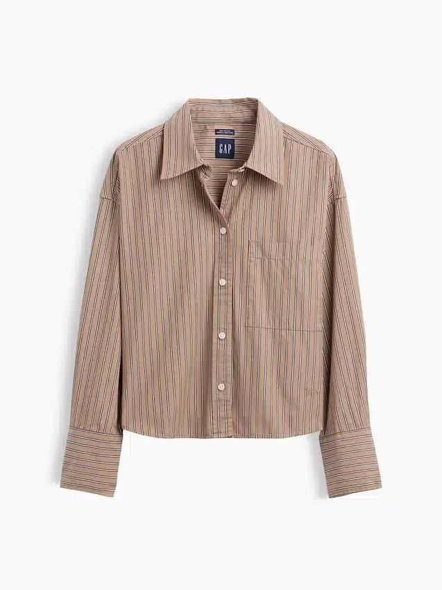 Organic Cotton Poplin Oversized Crop Shirt