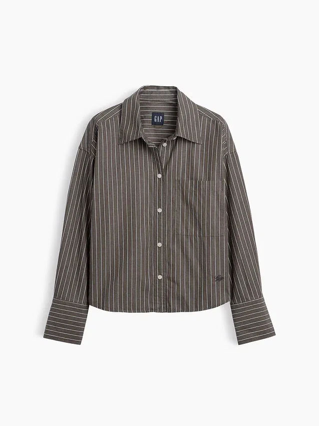 Organic Cotton Poplin Oversized Crop Shirt