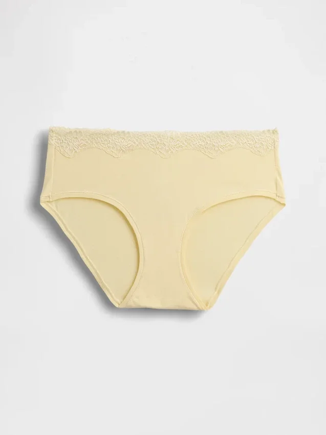 Organic Stretch Cotton Lace-Trim Hipster
