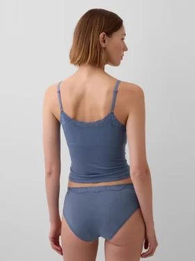 Organic Stretch Cotton Lace-Trim Shelf-Bra Cami