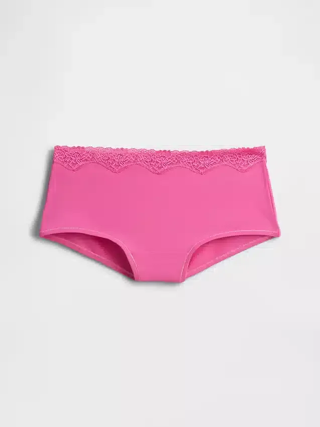 Organic Stretch Cotton Lace-Trim Shorty