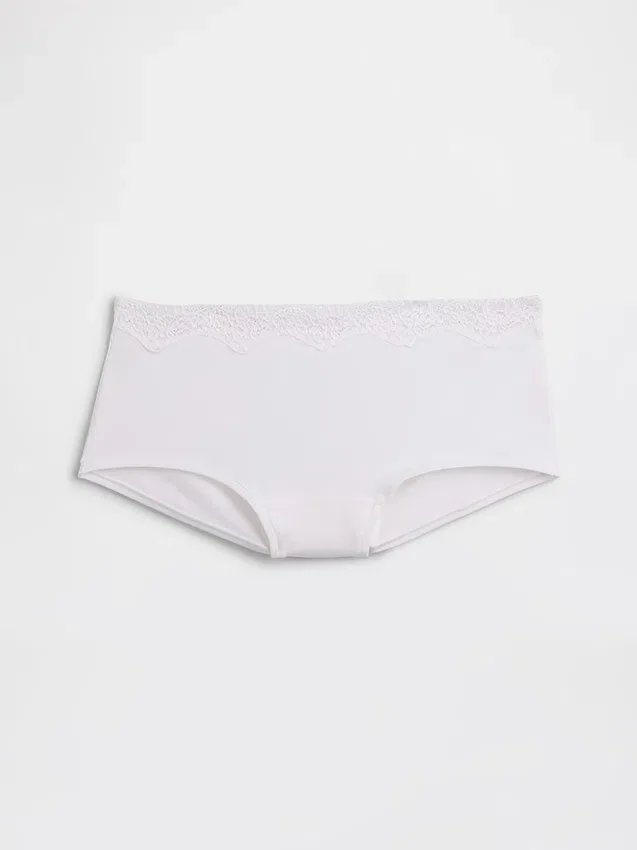 Organic Stretch Cotton Lace-Trim Shorty