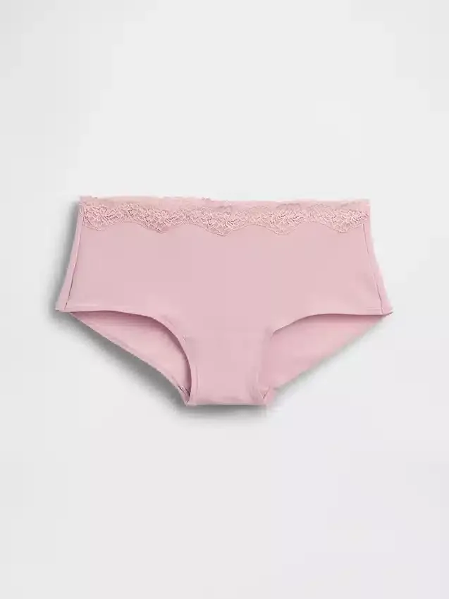 Organic Stretch Cotton Lace-Trim Shorty