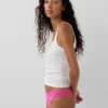 Organic Stretch Cotton Lace-Trim Thong