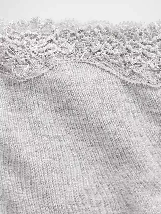 Organic Stretch Cotton Lace-Trim Thong