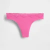 Organic Stretch Cotton Lace-Trim Thong