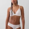Organic Stretch Cotton Lace-Trim Triangle Bra