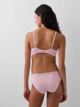 Organic Stretch Cotton Lace-Trim Triangle Bra