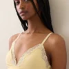 Organic Stretch Cotton Lace-Trim Triangle Bra