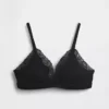 Organic Stretch Cotton Lace-Trim Triangle Bra