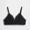Organic Stretch Cotton Lace-Trim Triangle Bra