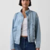Oversized Denim Bomber Jacket