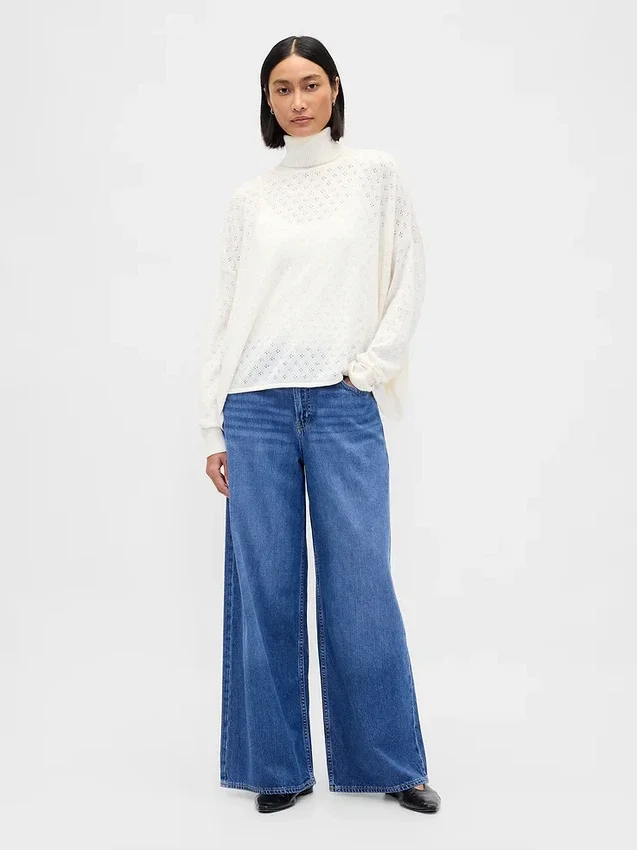 Oversized Pointelle Turtleneck