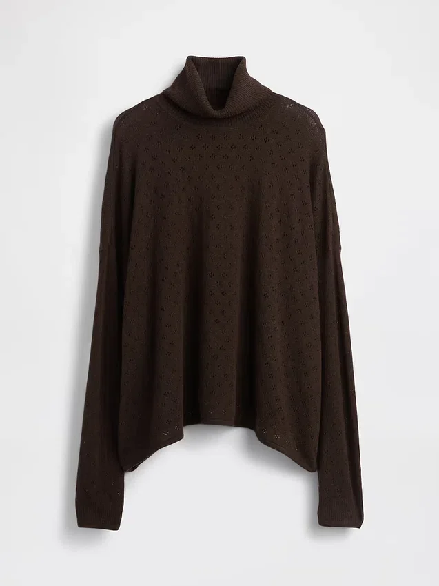 Oversized Pointelle Turtleneck