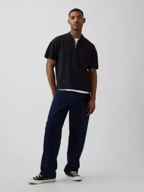 Oversized Quarter-Zip Pocket Polo Sweater