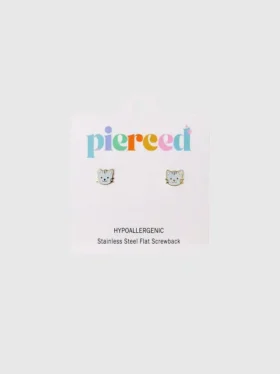 Pierced Co Cat Screwback Earrings