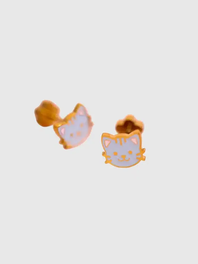 Pierced Co Cat Screwback Earrings