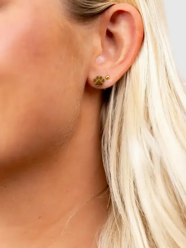 Pierced Co Paw Print Screwback Earrings