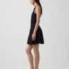 Pintuck Drop-Waist Mini Dress