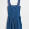 Pintuck Drop-Waist Mini Dress