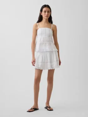 Pintuck Lace-Trim Easy Mini Skort