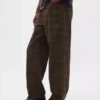 Plaid Canvas Baggy Jeans