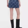 Plaid Denim Mini Skirt