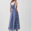 Plaid Voile Smocked Waist Maxi Dress