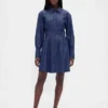 Pleated Mini Shirtdress