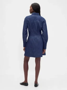 Pleated Mini Shirtdress