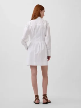 Pleated Mini Shirtdress