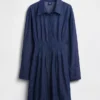 Pleated Mini Shirtdress