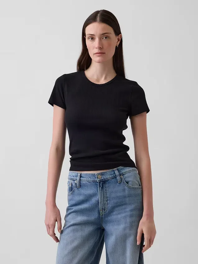 Pointelle Crewneck T-Shirt