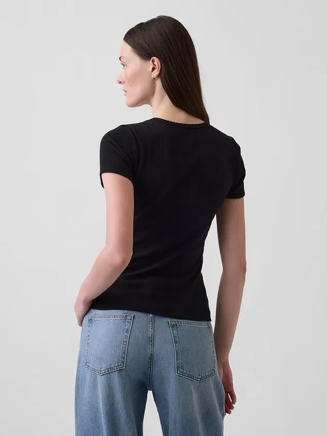 Pointelle Crewneck T-Shirt