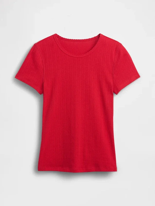 Pointelle Crewneck T-Shirt