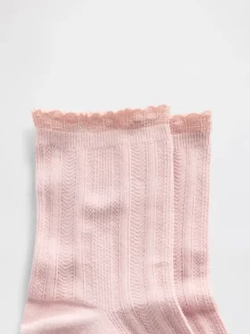 Pointelle Half Crew Socks