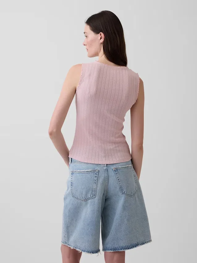 Pointelle Shell Tank Top