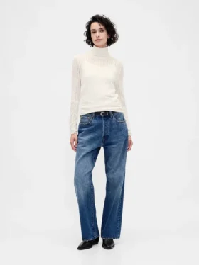 Pointelle Turtleneck Sweater