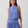 Poplin Boatneck Shell Tank Top