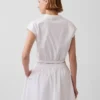 Poplin Cap-Sleeve Crop Shirt