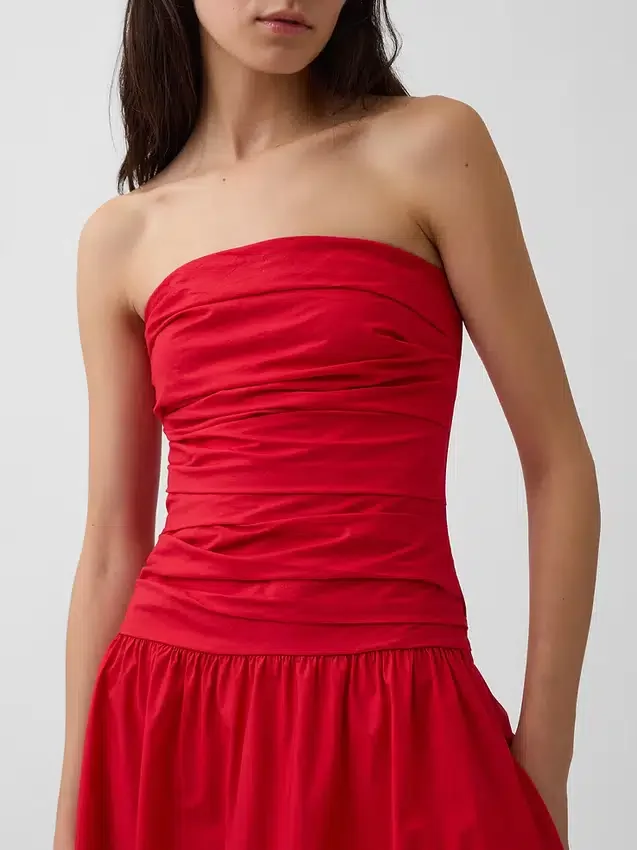 Poplin Drop-Waist Maxi Dress