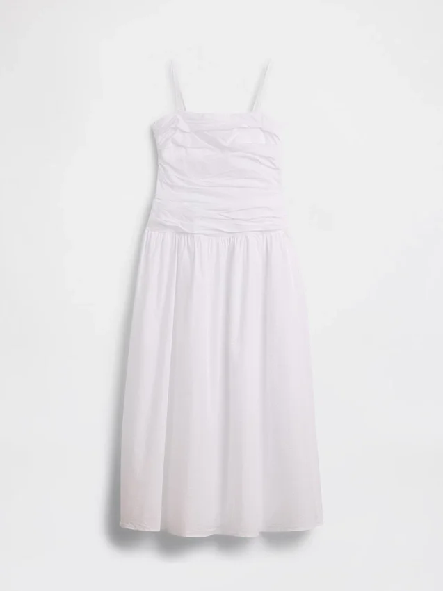 Poplin Drop-Waist Maxi Dress
