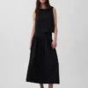 Poplin Drop-Waist Maxi Skirt
