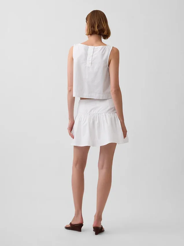 Poplin Drop-Waist Mini Skort
