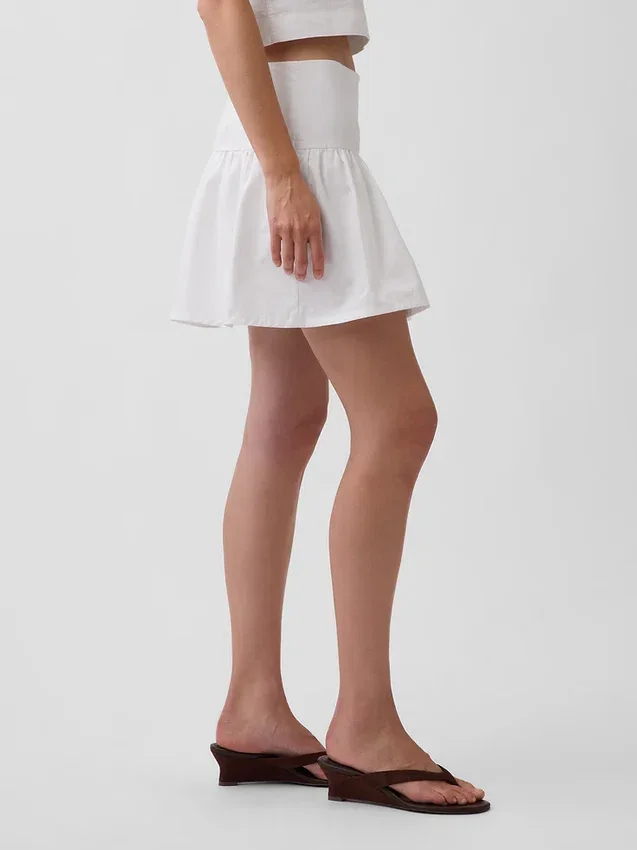 Poplin Drop-Waist Mini Skort