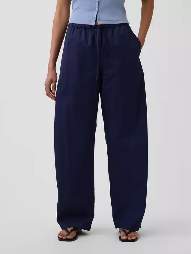 Poplin Easy Barrel Pants