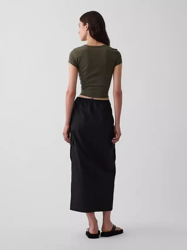 Poplin Easy Cargo Maxi Skirt