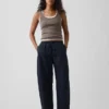 Poplin Easy Double-Knee Barrel Pants